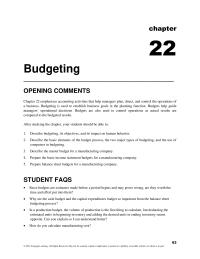 Accounting Chapter 22 Homework The Direct Materials Purchases Budget Prepared Follows