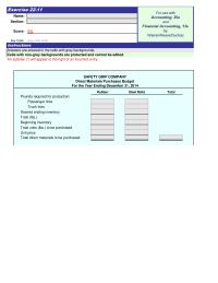 Accounting Chapter 22 Homework Total direct materials to be purchased