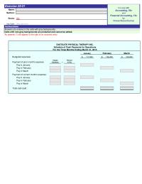 Accounting Chapter 22 Homework For the Three Months Ending March 31, 2015
