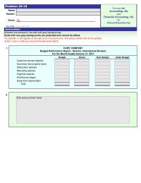 Accounting Chapter 24 Homework Enet Company Budget Performance Report Director International