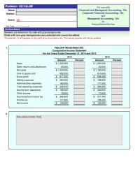 Accounting Chapter 15 Homework Comparative Income Statement For The Years Ended