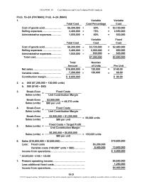 Accounting Chapter 16 Homework Cost Behavior And Costvolumeprofit Analysis Prob