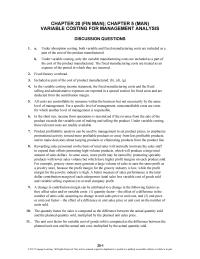Accounting Chapter 16 Homework Variable Costing For Management Analysis Ex