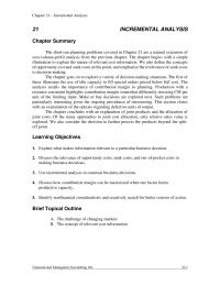 Accounting Chapter 21 Homework Manual Incremental Analysis Name 10minute