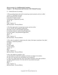 Economics Chapter 2 The accounting framework used in measuring current economic