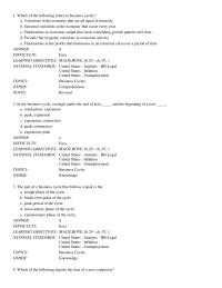 Economics Chapter 7 Which of the following refers to business cycles