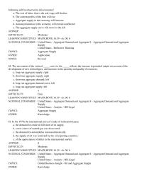Economics Chapter 8 Standards United States Aggregate Demand And Aggregate