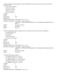 Economics Chapter 15 Which of the following macroeconomic schools of thought has