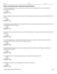 Human Resources Chapter 7 After Various Selection Processes Sam Was Hired
