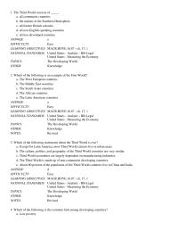 Economics Chapter 17&nbsp;Which of the following statements about the Third World is true