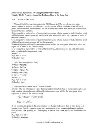 Economics Chapter 16 Purchasing Power Parity Under Purchasing Power Parity