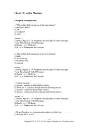 Business Communication Chapter 5 Which of the following terms is the least abstract