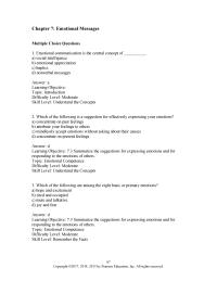 Business Communication Chapter 7 Emotional communication is the central concept of