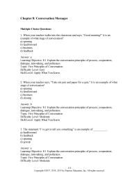Business Communication Chapter 8 She would be considered what type of conversational