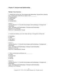 Business Communication Chapter 9 Jennifer does not have any close interpersonal relationships