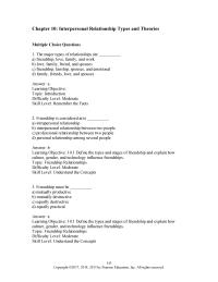 Business Communication Chapter 10 Which type of friendship is characterized by loyalty