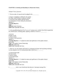 Communications Chapter 2&nbsp;The true value of a speech must be judged by the&nbsp;