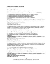 Communications Chapter 8 Which of the following comprises the best main point&nbsp;