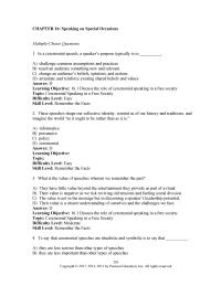 Communications Chapter 16 Discuss the role of ceremonial speaking in a free