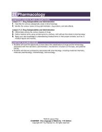 Reference Chapter 21 Drug Subspecialties And Administration Instructor&nbsp;
