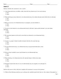 Chapter 12 Name Class Date Dimensional Array Scores00
