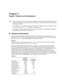 Chapter 5 what is the rate of return on the investment