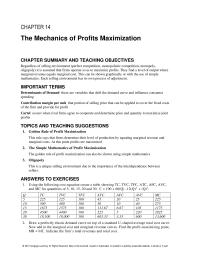 Chapter 14 Homework Use The Information Below Calculate Total Revenue
