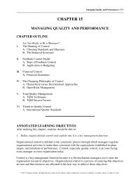 Management Chapter 15 Homework Managing Quality And Performance 399 The