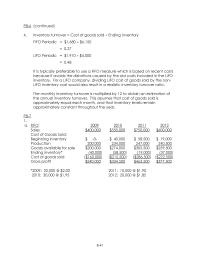Chapter 8 It is typically preferable to use a FIFO measure