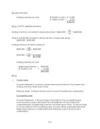 Chapter 9 Continued Income Statement Beginning Inventory Purchases