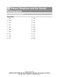 Dentistry Chapter 12&nbsp;Patient Relations and the Dental&nbsp;Radiographer