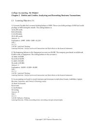 Accounting Chapter 2 Outcome Analyze And Record Transactions And Their