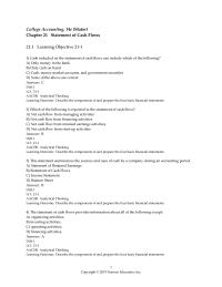 Accounting Chapter 21 An outflow of cash from investing activities would be