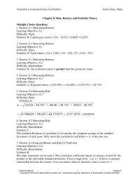 Finance Chapter 8 The standard deviation of a portfolio is not usually