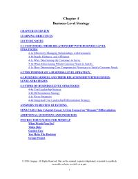 Management Chapter 4 None The Five Business level Strategies Shown Figure