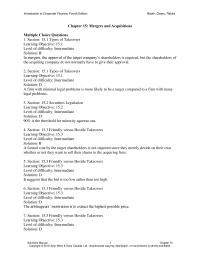 Finance Chapter 15 the approval of the target company’s shareholders