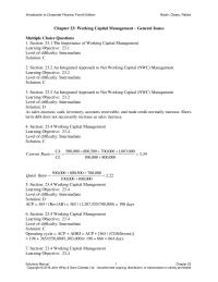 Finance Chapter 23 An Integrated Approach to Net Working Capital