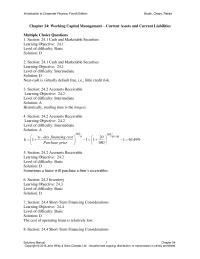 Finance Chapter 24 The cost of operating loans is relatively low