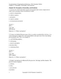 Human Resources Chapter 2 A process by which individuals organize and interpret their