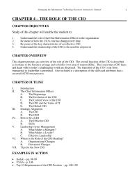 Management Chapter 4 Homework What Are The Primary Roles Cio The