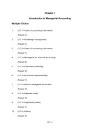 Chapter 1&nbsp;Introduction to Managerial Accounting&nbsp;Multiple Choice