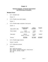 Chapter 10 Answer Direct Material Variable overhead efficiency variance