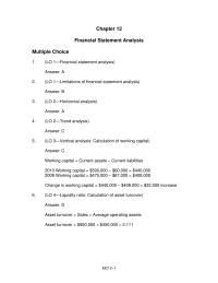 Chapter 12 Current Ratio Current Assets Current Liabilities Current