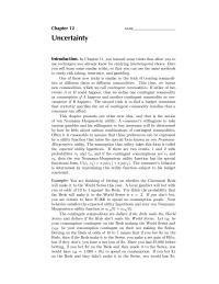 Economics Chapter 12 A local gambler will bet with you at odds