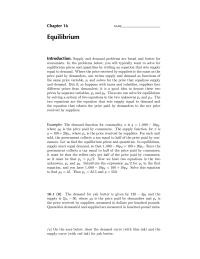 Economics Chapter 16 Now we have two equations in the two unknowns