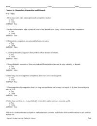 Chapter 10 Product Differentiation Makes Easier For Firms Liquidate