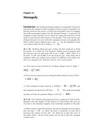 Economics Chapter 25 The total revenue function for Professor Bong
