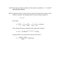 Environmental Engineering Chapter 1 Homework The integrated form of the mass balance equation is