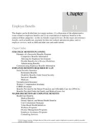 Human Resources Chapter 11 Besides The Usual Benefits Categories Health And