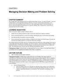 Management Chapter 9 Discuss rational perspectives on decision making